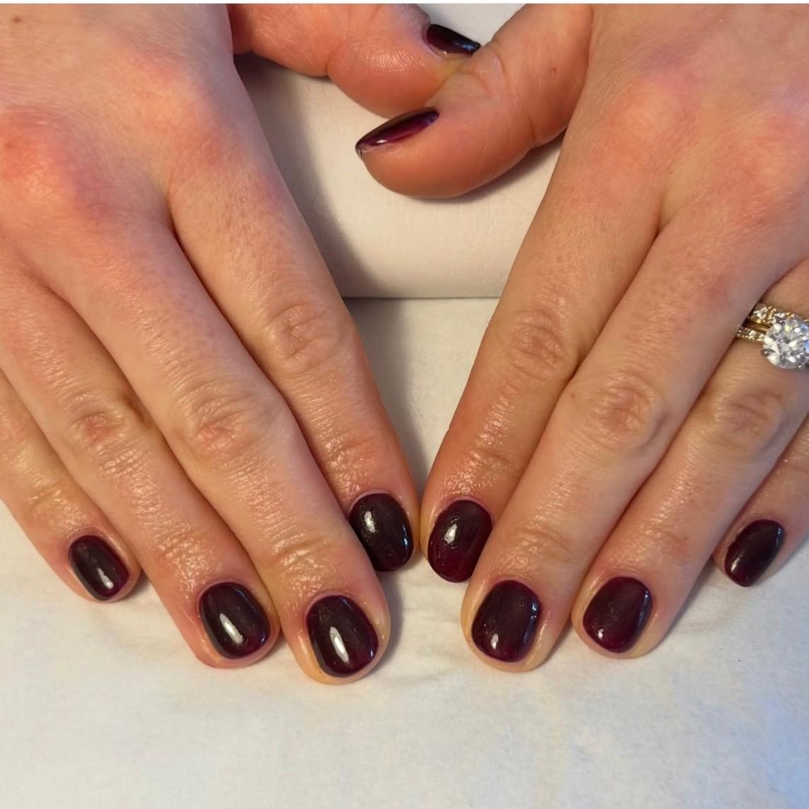 Burgundy gel manicure