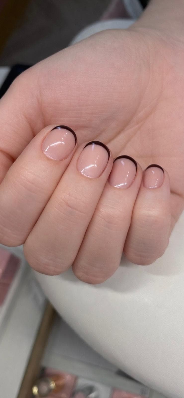 Dark French tip gel manicure