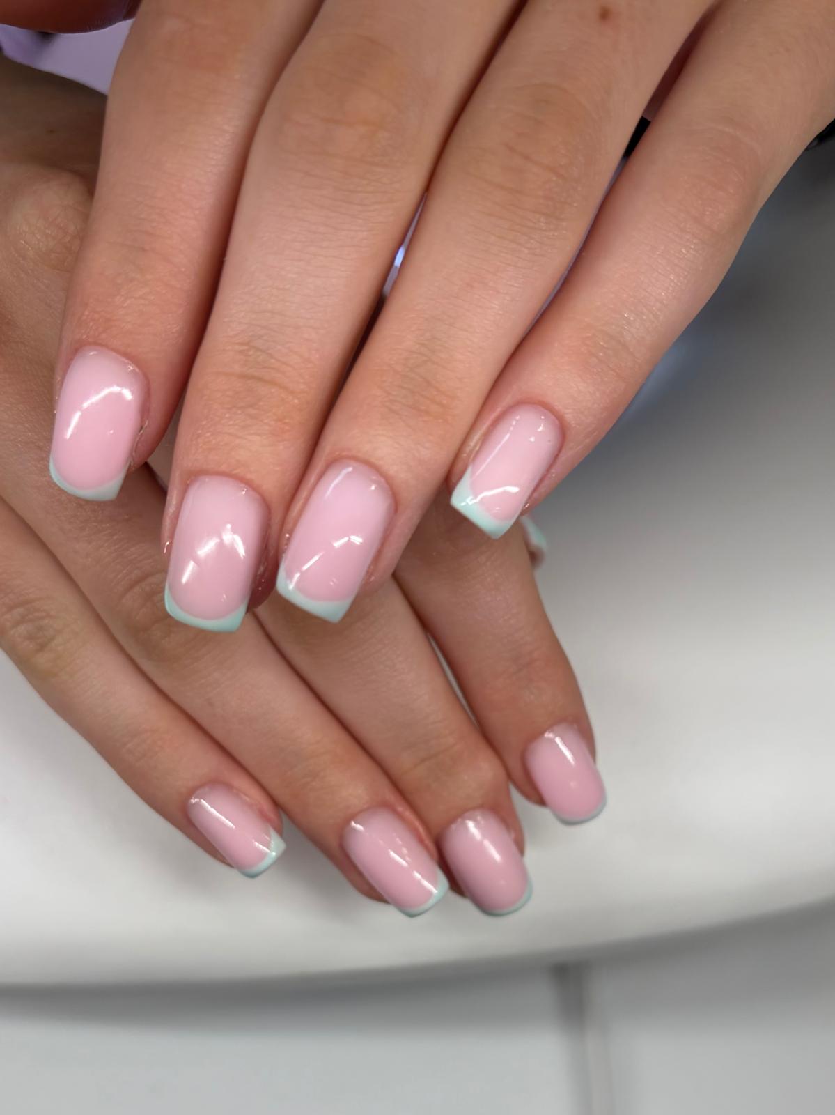 Mint tip French manicure