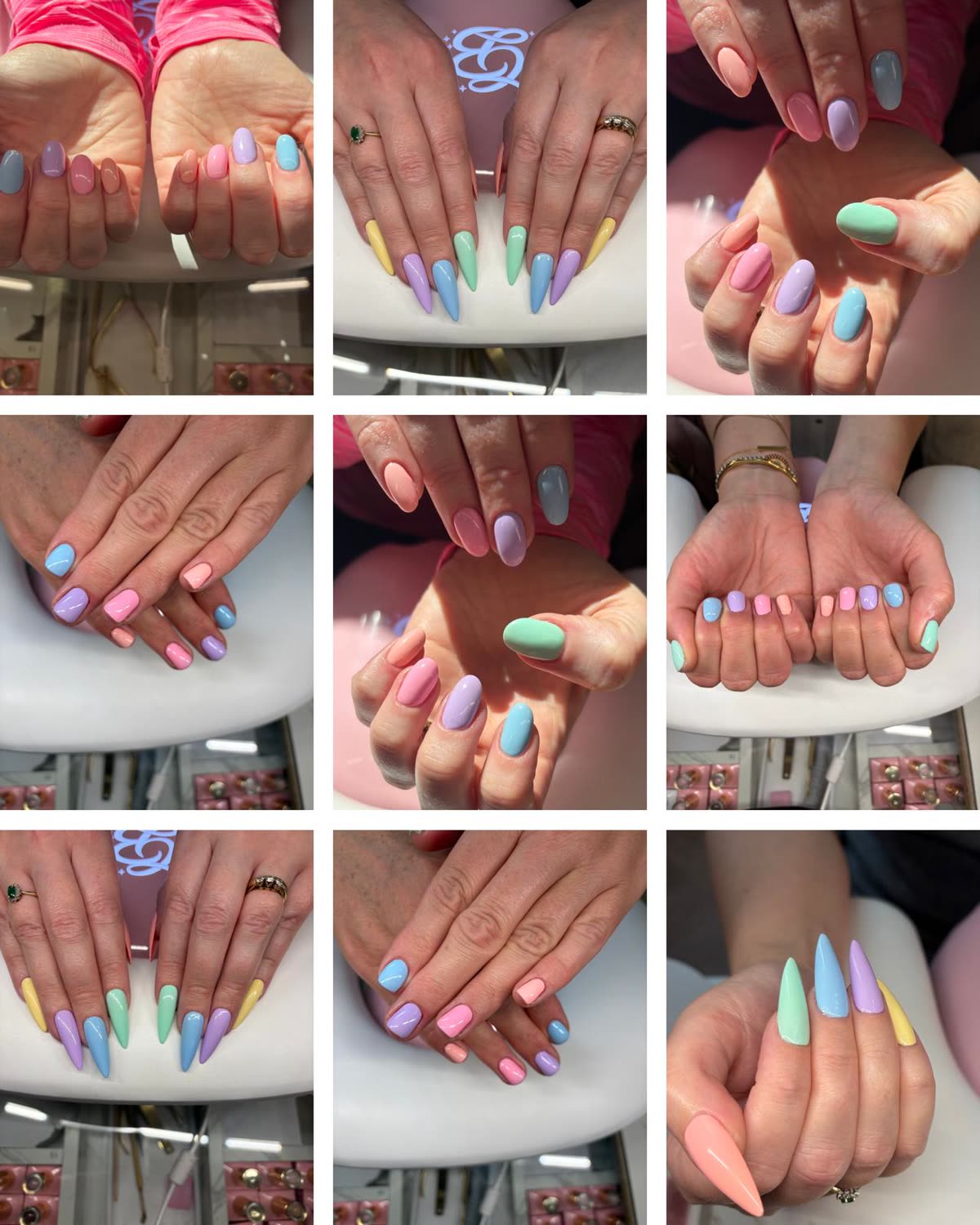 Pastel multicolour gel nails